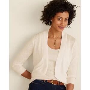 Soft Surroundings Playa Bonita Cardigan Women Med Ivory Sweater Open Front 2DF38